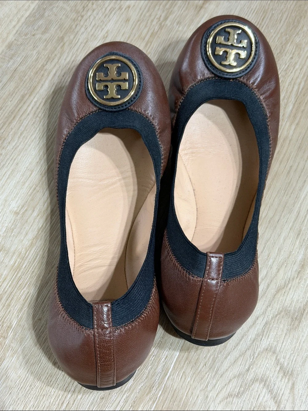 Tory Burch Brown Leather Reva Ballet Flats